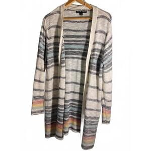 United States Sweaters Rainbow Striped Lightweight  Cardigan Sweater 1X